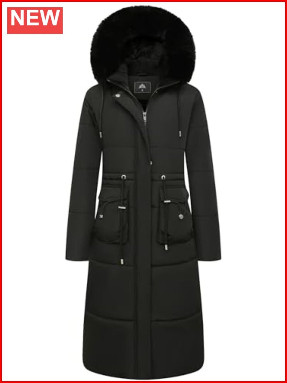 Women's Waterproof Long Down Puffer Jacket with Faux Fur Hood, Heavyweight